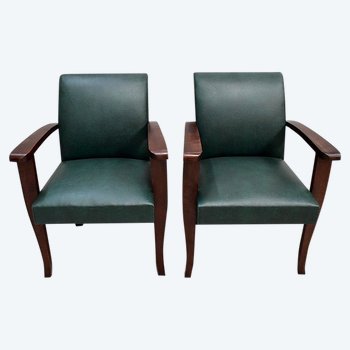Pair of Bridge Armchairs, in Beech your Mahogany - 1940s