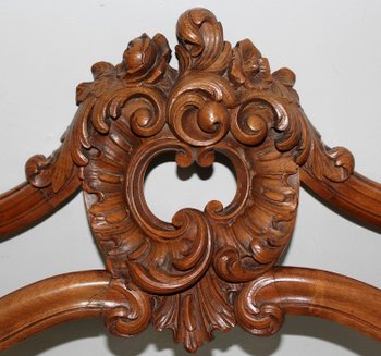Console en Noyer Blond massif, de style Louis XV, époque Napoléon III - Milieu XIXe