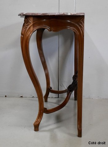 Console en Noyer Blond massif, de style Louis XV, époque Napoléon III - Milieu XIXe