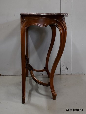 Console en Noyer Blond massif, de style Louis XV, époque Napoléon III - Milieu XIXe