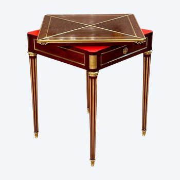 Paul Sormani, Table A Jeux Mouchoir De Style Louis XVI Estampillée (1817 - 1866)