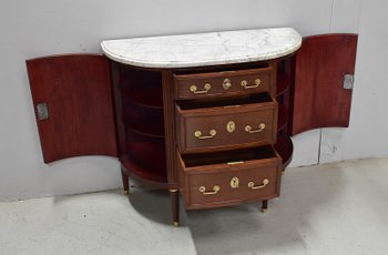 Credenza piccola - Comò Demi-Lune in mogano, periodo Luigi XVI - XVIII secolo