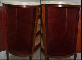 Credenza piccola - Comò Demi-Lune in mogano, periodo Luigi XVI - XVIII secolo