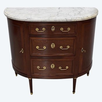 Credenza piccola - Comò Demi-Lune in mogano, periodo Luigi XVI - XVIII secolo