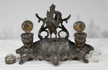 Calamaio in peltro, firmato A.Bossu - Fine XIX secolo