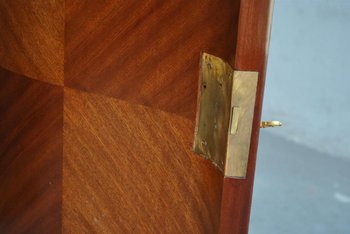 Bahut à Porte Marqueté De Style Transition Bronze Doré