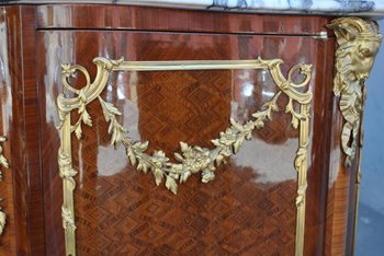 Bahut à Porte Marqueté De Style Transition Bronze Doré