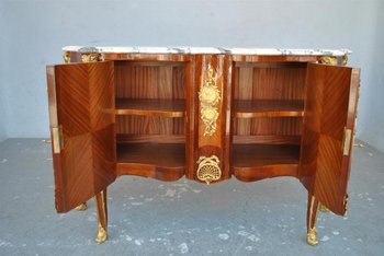 Bahut à Porte Marqueté De Style Transition Bronze Doré