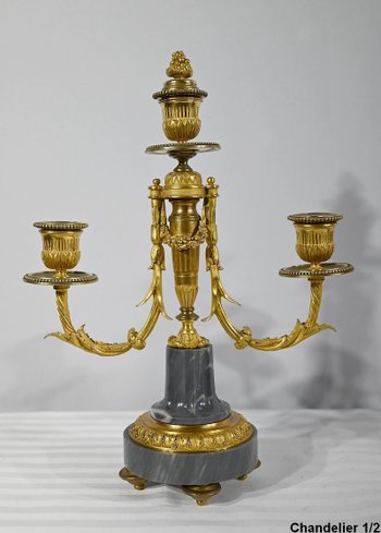 Pair of Bronze and Marble Candelabra - Mid 19th Century