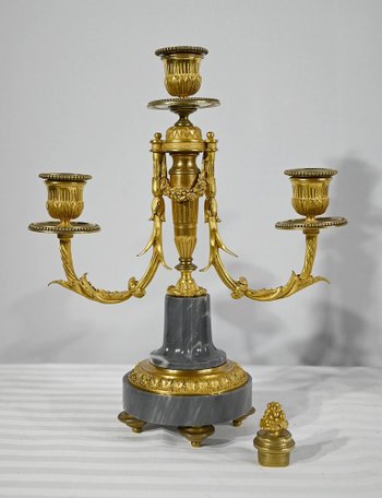 Pair of Bronze and Marble Candelabra - Mid 19th Century