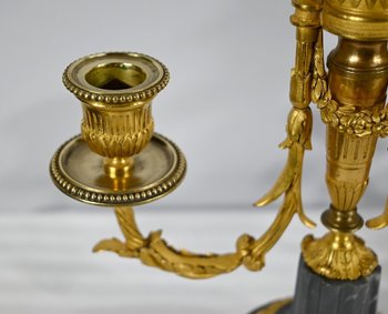 Pair of Bronze and Marble Candelabra - Mid 19th Century