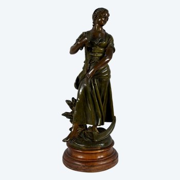 Spelter "Faucheuse", firmato A-J.Scotte - Fine XIX secolo