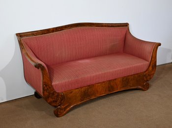 Divano 3 Posti in Radica di Noce, Stile Restauro - Prima metà del XIX secolo