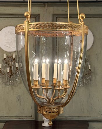 Exceptional Gilt Bronze Lantern Louis XVI Style Circa 1950 (ht 135 cm)