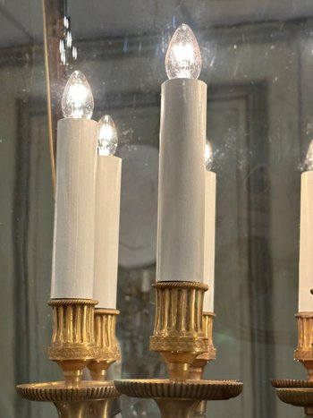 Exceptional Gilt Bronze Lantern Louis XVI Style Circa 1950 (ht 135 cm)