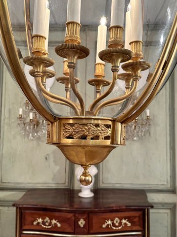 Exceptional Gilt Bronze Lantern Louis XVI Style Circa 1950 (ht 135 cm)
