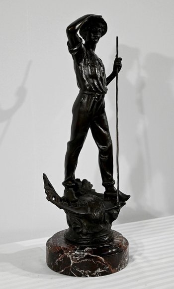 Bronze “The Reaper”, signed E.Aizelin – 2nd part of the 19th century