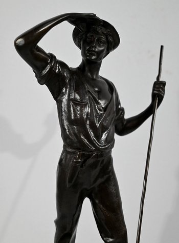 Bronze “The Reaper”, signed E.Aizelin – 2nd part of the 19th century