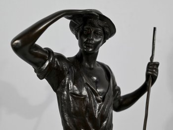 Bronze “The Reaper”, signed E.Aizelin – 2nd part of the 19th century