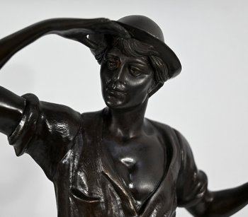 Bronze “The Reaper”, signed E.Aizelin – 2nd part of the 19th century