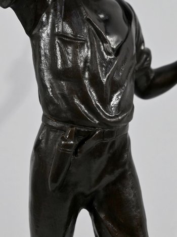 Bronze “The Reaper”, signed E.Aizelin – 2nd part of the 19th century