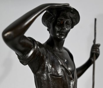 Bronze “The Reaper”, signed E.Aizelin – 2nd part of the 19th century