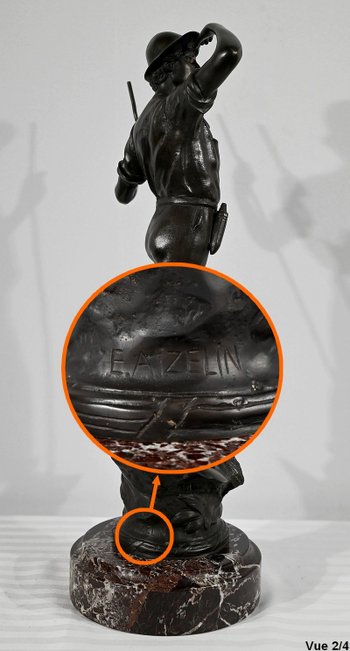 Bronze “The Reaper”, signed E.Aizelin – 2nd part of the 19th century
