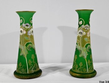 Coppia di Vasi in Pasta Vitrea, Legras, Art Nouveau - Fine XIX secolo