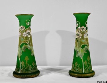 Coppia di Vasi in Pasta Vitrea, Legras, Art Nouveau - Fine XIX secolo