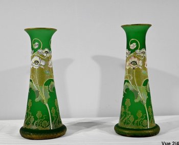 Coppia di Vasi in Pasta Vitrea, Legras, Art Nouveau - Fine XIX secolo