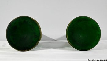 Coppia di Vasi in Pasta Vitrea, Legras, Art Nouveau - Fine XIX secolo