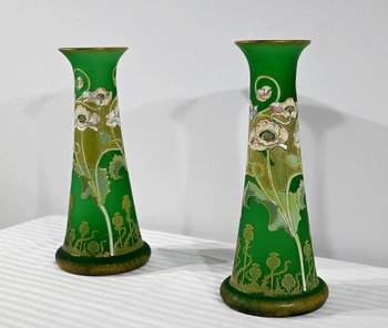 Coppia di Vasi in Pasta Vitrea, Legras, Art Nouveau - Fine XIX secolo