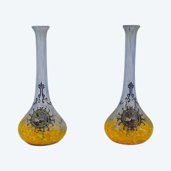 Pair of Glass Paste Vases, signed Legras – Late 19th century