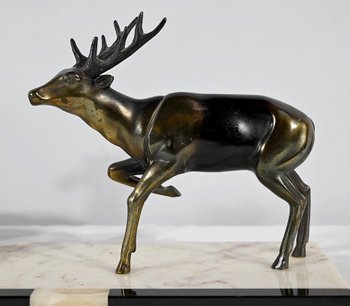 Groupe Cerf, Biche et Faon en Régule - Début XXe