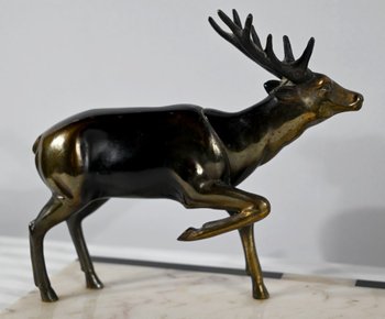 Groupe Cerf, Biche et Faon en Régule - Début XXe