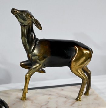 Groupe Cerf, Biche et Faon en Régule - Début XXe
