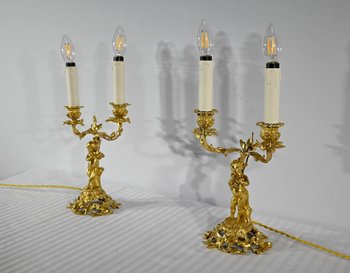 Paire de Chandeliers en Bronze Doré – Fin XIXe