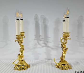 Paire de Chandeliers en Bronze Doré – Fin XIXe