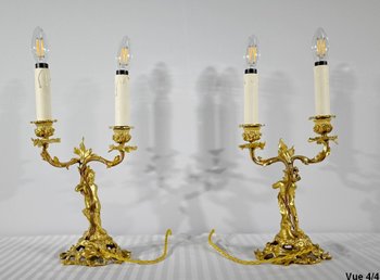 Paire de Chandeliers en Bronze Doré – Fin XIXe
