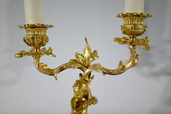Paire de Chandeliers en Bronze Doré – Fin XIXe