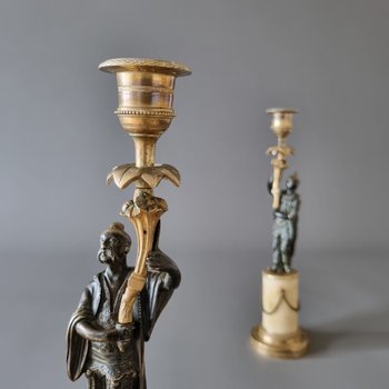 Late 18th century, Pair of Chinese candlesticks, Louis XVI-XVI-Directory period.