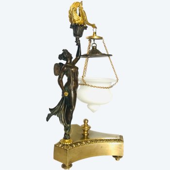 Lampe à huile  Le mythe de Psyché début XIXème 