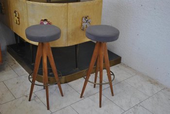 Bar Style 1940 Attribué à Paolo Buffa En Parchemin