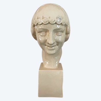 Éphèbe Sculpture En Porcelaine Craquelé - Art Déco - Signée : F.trinque