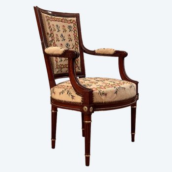 Dlg François Linke, Fauteuil Cabriolet de Style Louis XVI Epoque XIXème