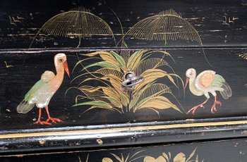 Piccola operaia in legno annerito e decorazioni asiatiche, periodo Napoleone III - XIX secolo