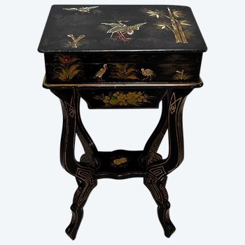 Piccola operaia in legno annerito e decorazioni asiatiche, periodo Napoleone III - XIX secolo