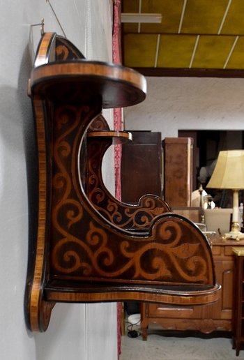Blackened Wood Wall Shelf, Art Nouveau taste - 1900