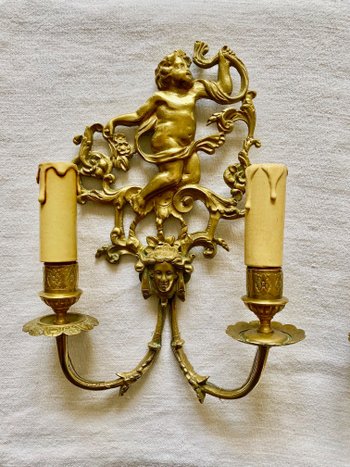 Paire d'appliques en bronze doré