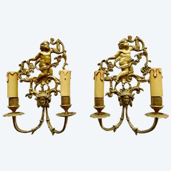 Coppia di appliques in bronzo dorato